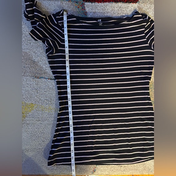 H&M Boatneck Black and Pink Striped Shirt - Picture 9 of 11